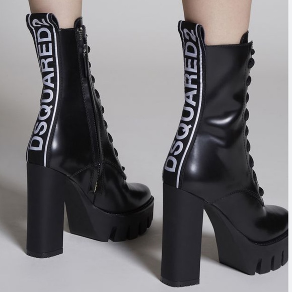 DSQUARED2 Shoes - DSQUARED2 combat tape logo lace up platform Boots 37 7